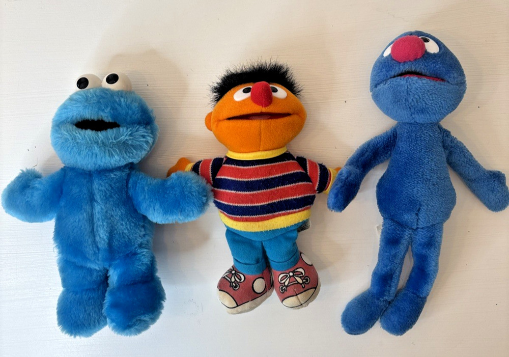 Vintage Applause Sesame Street Beans Plush Lot 1997 Cookie Monster Ernie Grover